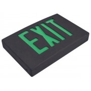 Low Profile, LED Exit Sign, Black Housing, Red Letters, Battery Backup, 120-277V